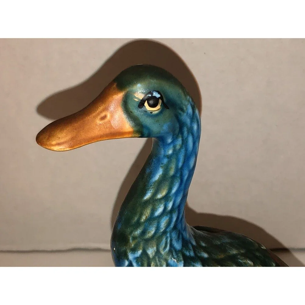 VTG 50s 60s TILSO Ceramic MALLARD DUCK Bird Figurine JAPAN Hand Painted 8” Tall